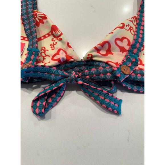 Maaji Size Small Triangle Bikini Top Colorful Floral Print Swim Artsy Tie Back - Picture 5 of 9